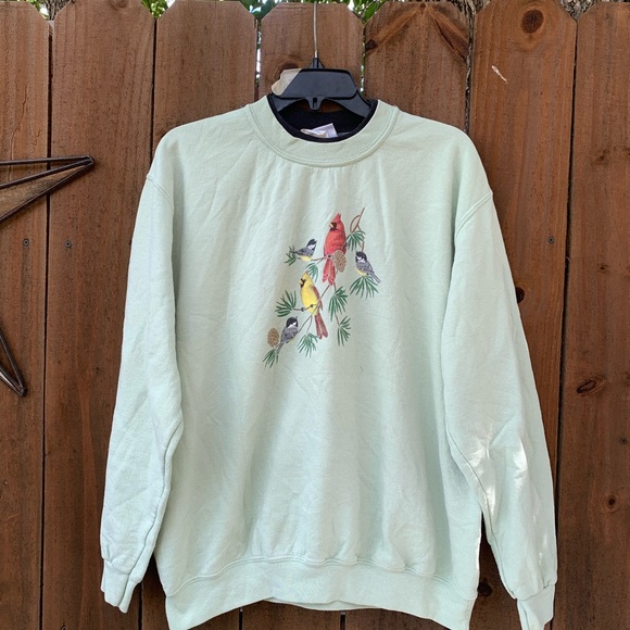 Vintage "Cardinals birds" mock neck sweatshirt size M. - Picture 1 of 5